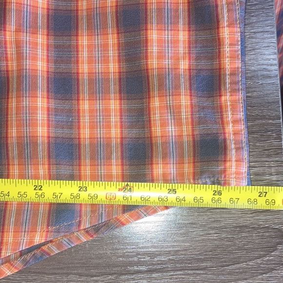 Mens Large Tall Eddie Bauer Mens Orange Plaid Long Sleeves Button Up - Picture 7 of 9